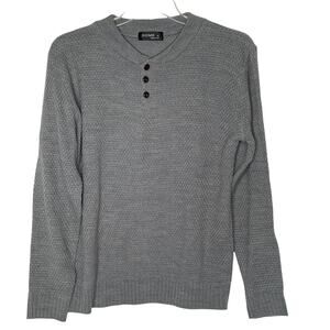 Some Gray Knit Sweater Pullover Long Sleeves Front Buttons Soft Comfy Men's XL